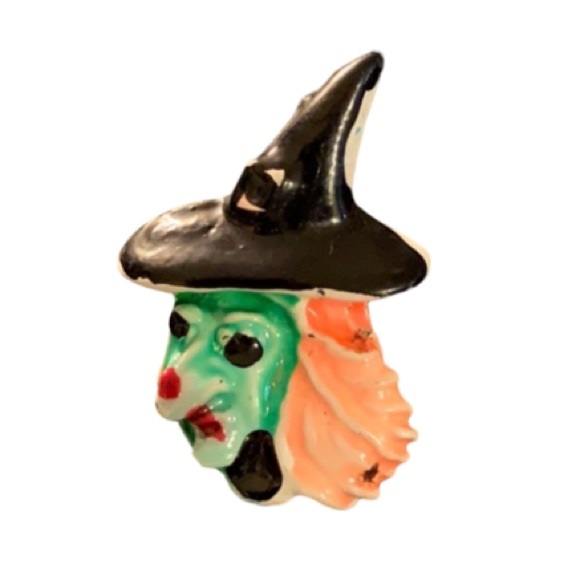 Rare Vintage Whimical Wicked Witch Halloween Enamel Lapel Pin Retro Brooch - Picture 3 of 3